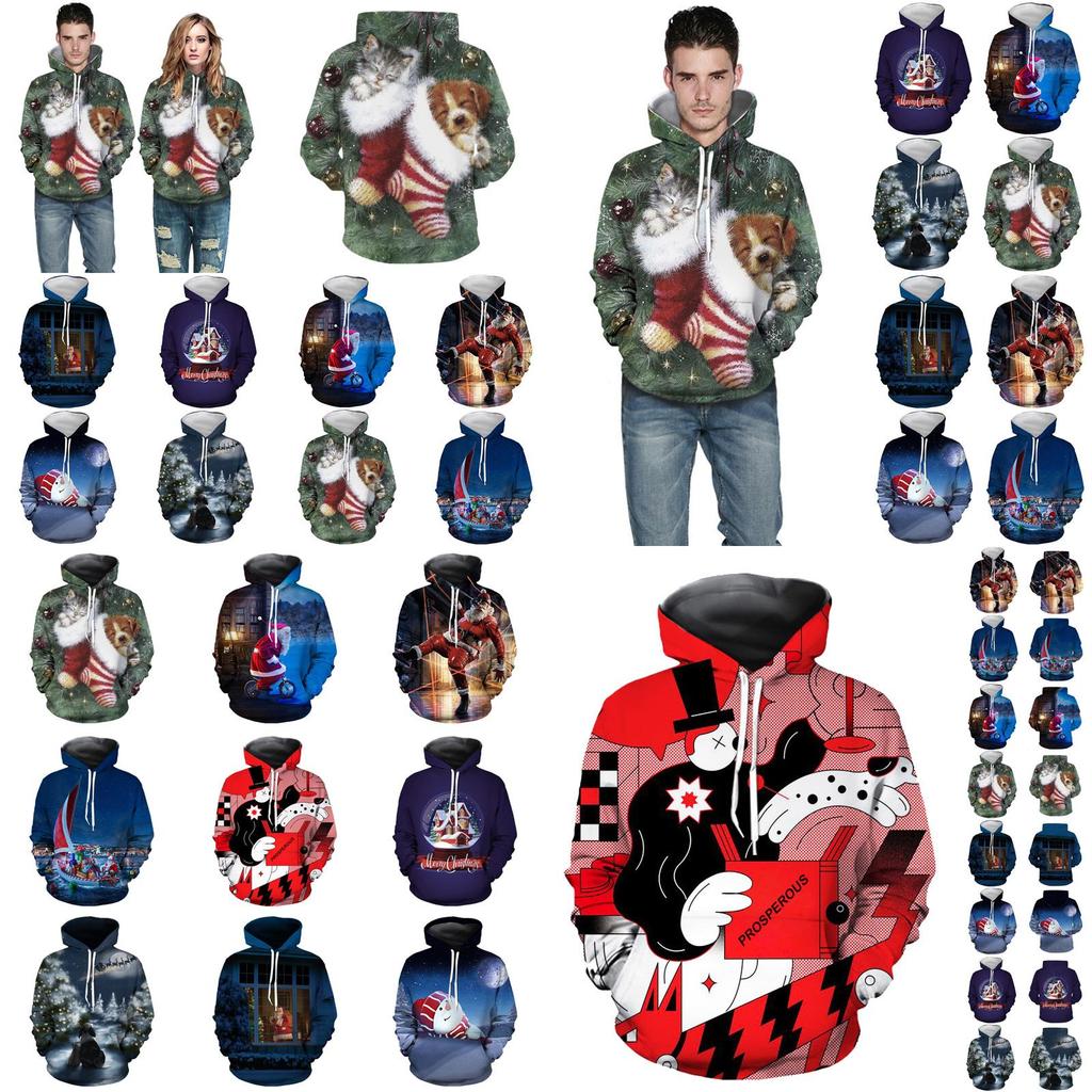 Cozy Soft Mens Womens Christmas 3d Ugly Hoodie Sweater Pullover For Xmas Parties
