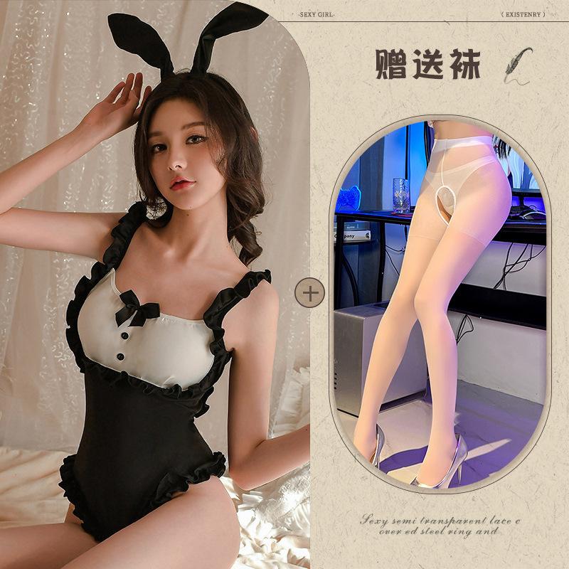 Sexy Pajamas Bunny Sexy Temptation Cute Maid Onesie Uniform Open Without Temptation