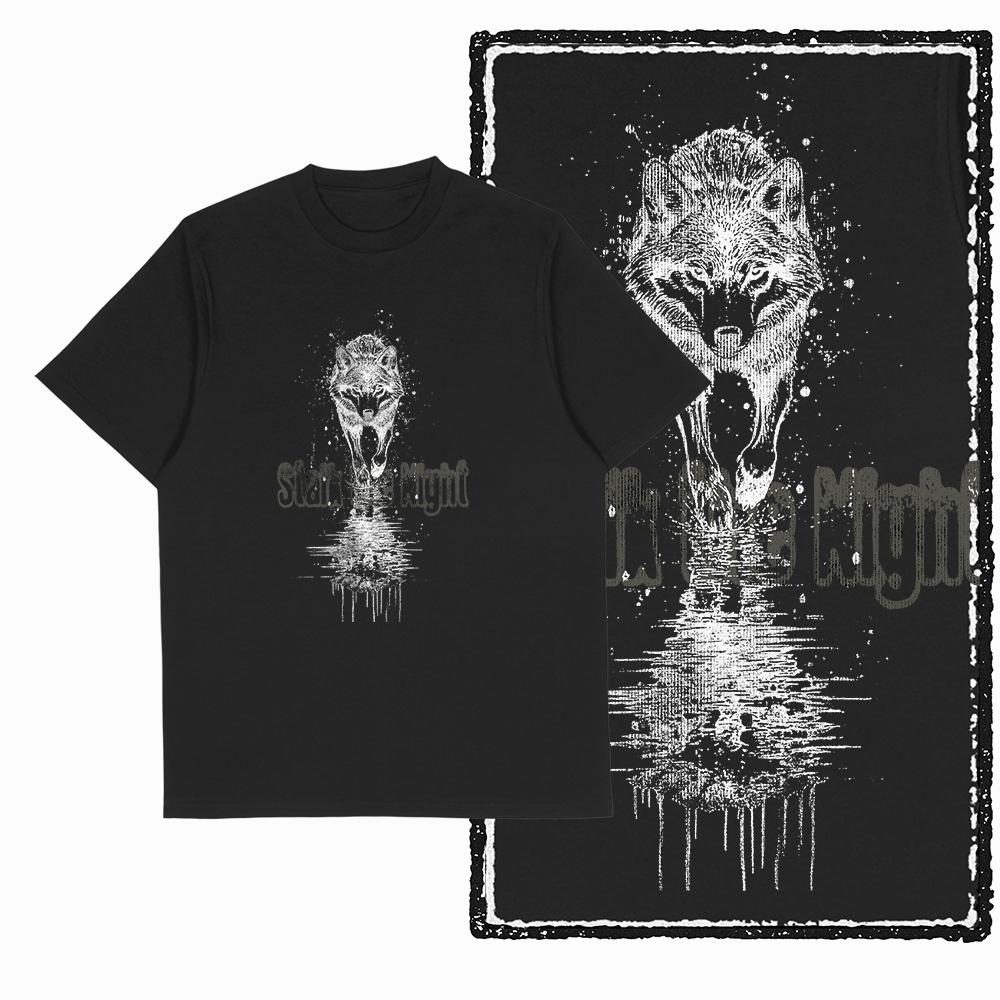 Coolmind MAE 100% Cotton Wolf Printed Exclusive Graphic Men T Shirt Big Size Streetwear Men Tshirt for Men T-shirt Tee Shirts