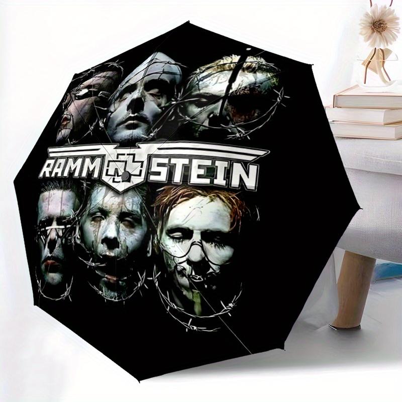 1pc Rammstein Automatic Folding Umbrella - Portable 3-Fold Design, 8-Bone Iron Frame Outdoor Umbrella, Ideal Gift for Fans, Travelers, Daily Use,