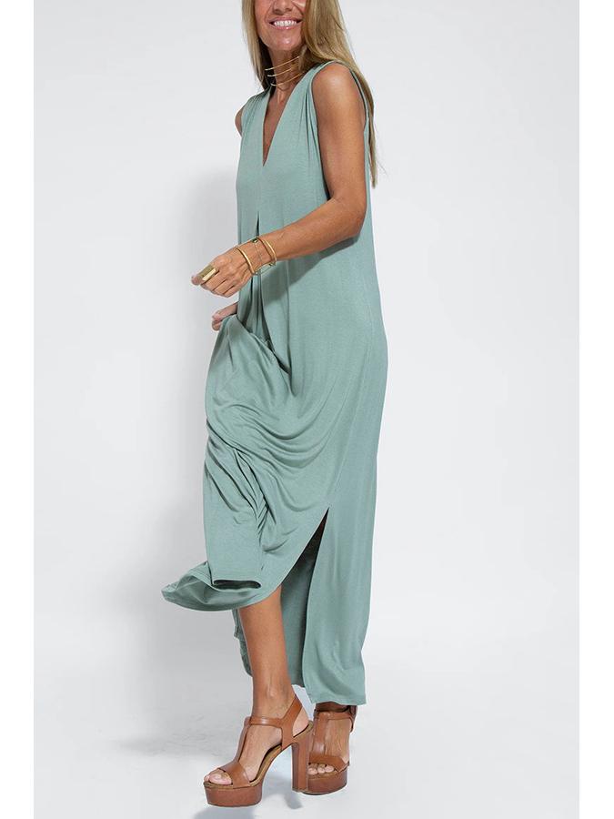 Europäisches und Amerikanisches Einfarbiges V-Ausschnitt Pulloverkleid und Strickjacken-Set für Damen