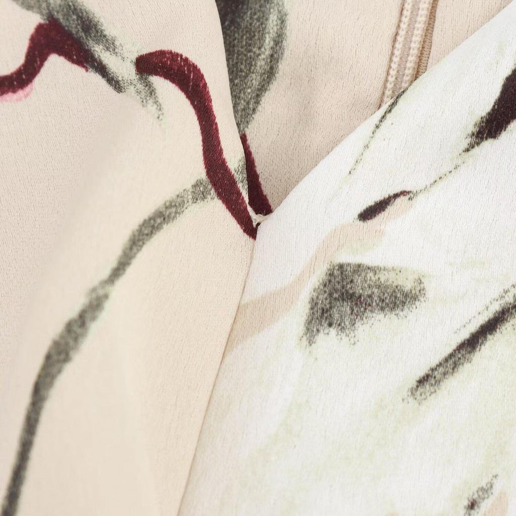 2025 Spring Women's Slimming Floral Print Silk Satin Midi Dress