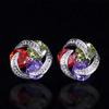 Colorful Cubic Zirconia Flower Stud Earrings for Women