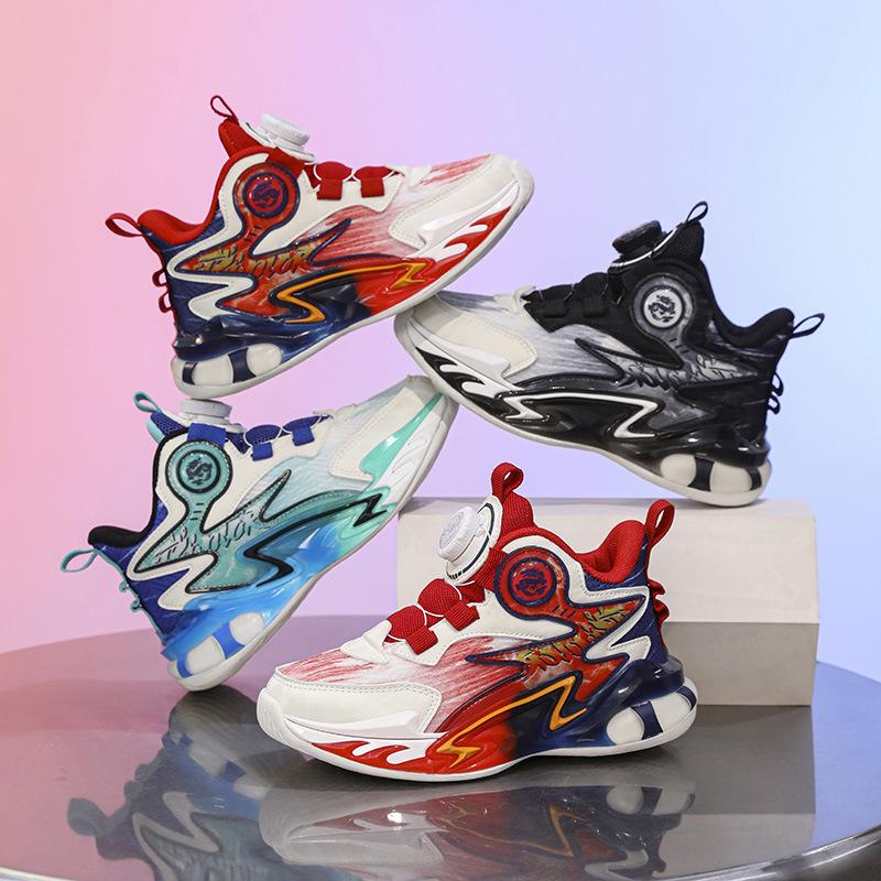 Breathable Rotary Buckle Classmate Running Boys Spring and Autumn Sneakers Mesh Middle and Older Children's Basketball Shoes Fashion 2025