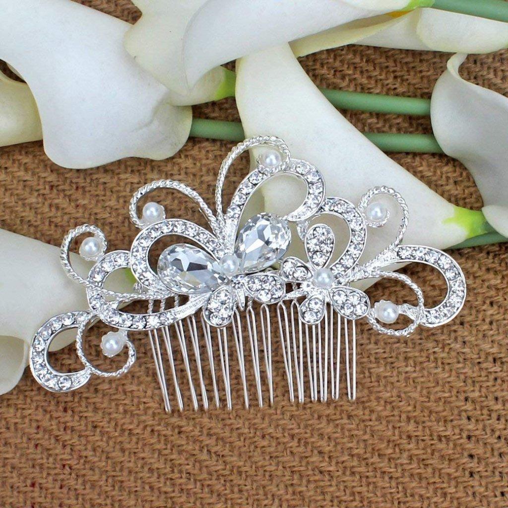 Formemory Bridal Hair Pearl Flower Ornaments Head Formal Wedding Hair Hair Hair Clip for Entrance and Parties Ornaments, Hairpins, (6 pieces), U-pins