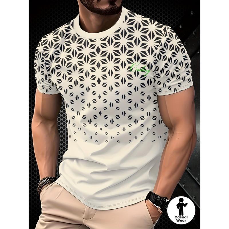 Gradient flower men s casual T-shirt S