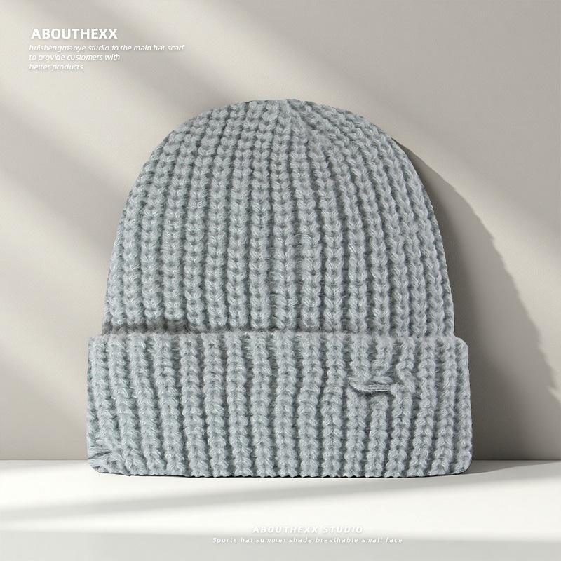New Style Ripped Knitted Hat for Women Winter Retro  Versatile Face Showing Small Woolen Hat Large Head Circumference  Warm Pullover Cold Hat for Men