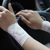 Maniche a braccio corte in pizzo da donna, lunghezza polso, senza dita, guanti parasole, pizzo floreale, copribraccia per matrimonio, ballo, guida, ciclismo
