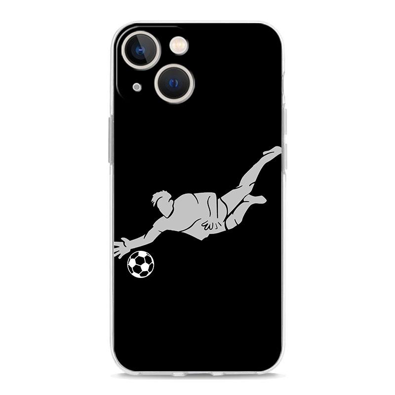

Luxury Phone Case For iPhone 15 14 13 12 11 Pro Max XS X XR 7 8 Plus Soft Clear Shockproof Cover Football Player Soccer Art iPhone 12