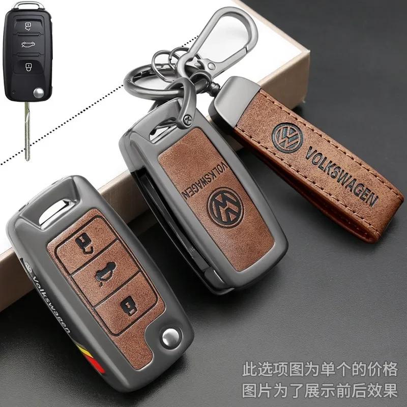 2025 Hot Leather Alloy Car Remote Key Case Cover for Volkswagen Polo Golf Passat Tiguan Beetle Caddy T5 Up Skoda Octavia Seat Le