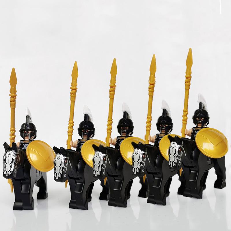 5 Sets Mittelalterliche Burg Ritter Dunkler Sauron Schlacht Fünf Heere König von Rohan Römischer Soldat mit Pferdefigur Bausteine Kinderspielzeug