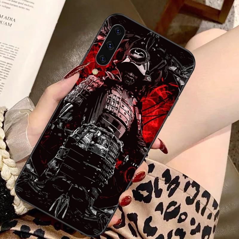 Apanese Samurai Oni Mask Phone Case For Samsung A91 A81 A73 A72 A71 A30S A20 A12 A13 A52 A53 4G 5G Soft Black Phone Cover
