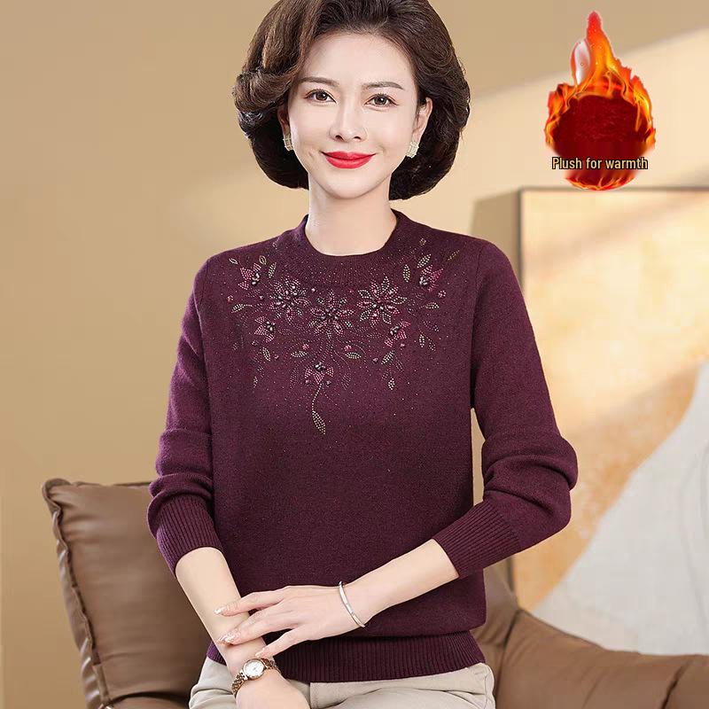 Women's Plus Velvet Thick Knit Sweater - Warm & Stylish Base Layer for Autumn/Winter