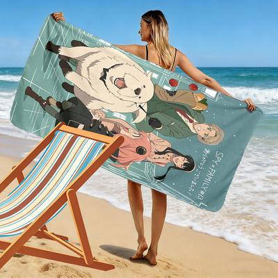 Spy X Family Anime Print Beach Towel, Large Soft Quick Dry Towel for Beach Camping Swimming