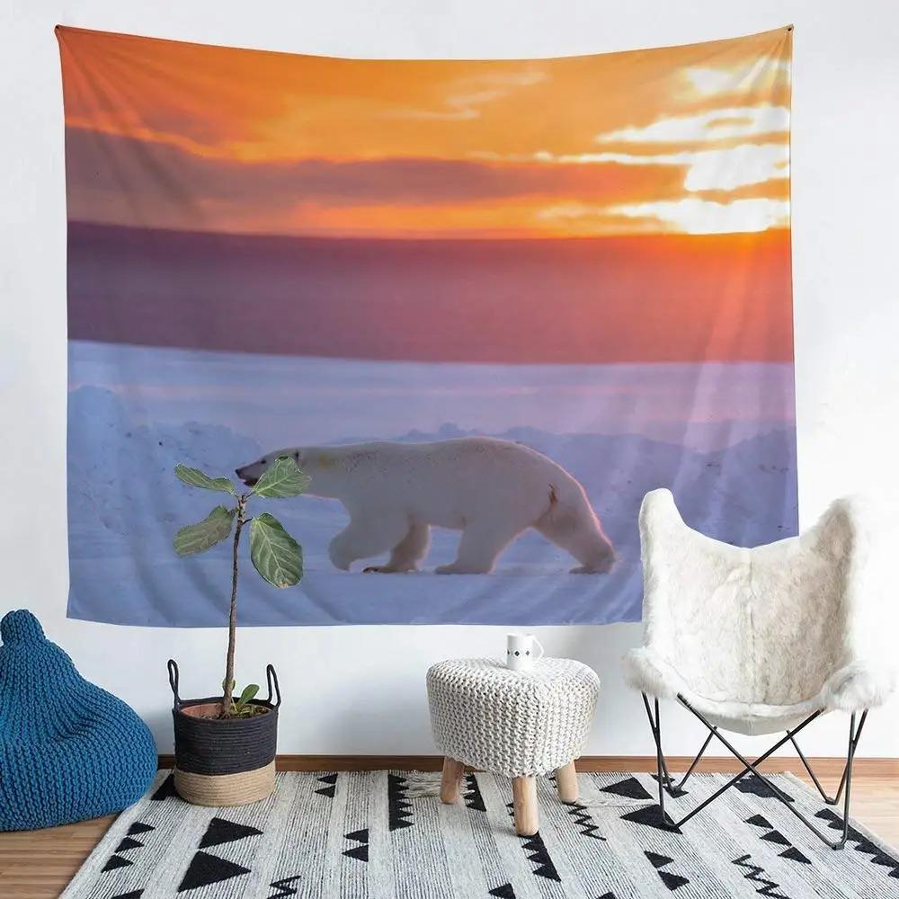 Polar Bear Pattern Background Cloth Office Living Room Tapestry Home Wall Decoration Tapestry