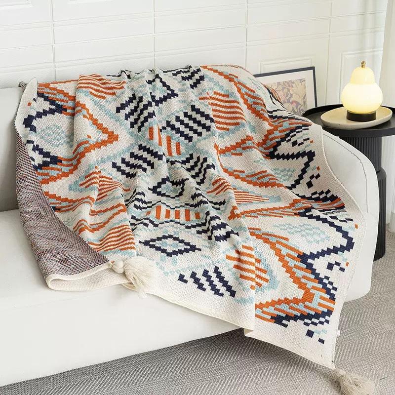

Couch Blanket Ethnic Sofa Towel Settee Cover Bed Tail Blanket Thickened Knitted Office Nap Used Soft and Skin Friendly 80x120cm Q15688QQ-