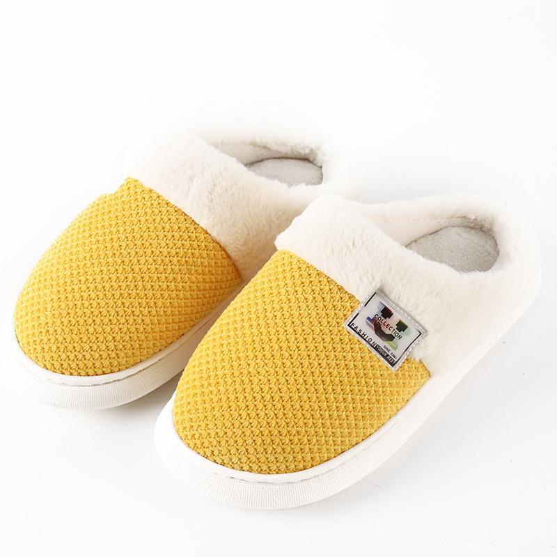 Men's and Women's New Autumn and Winter Slippers, Knitted Baotou, Thick-soled Slippers, Home Breathable and Warm Couple Shoes