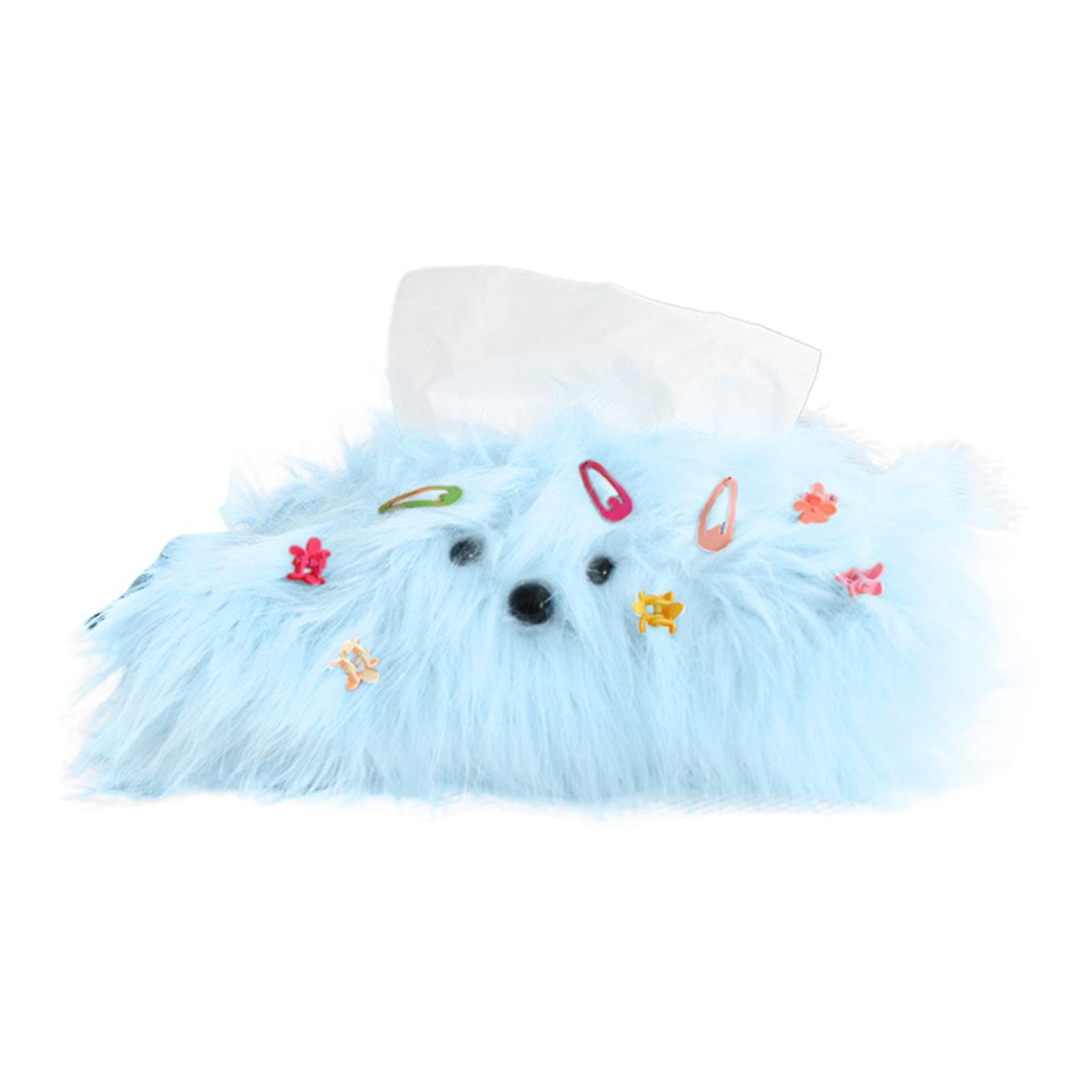 

Милая мультяшная коробка для салфеток, держатель для бумаги для стола в гостиной, ящик, плюшевая собака, настольный ящик, держатель для бумаги, крышка для бумажной коробки синий