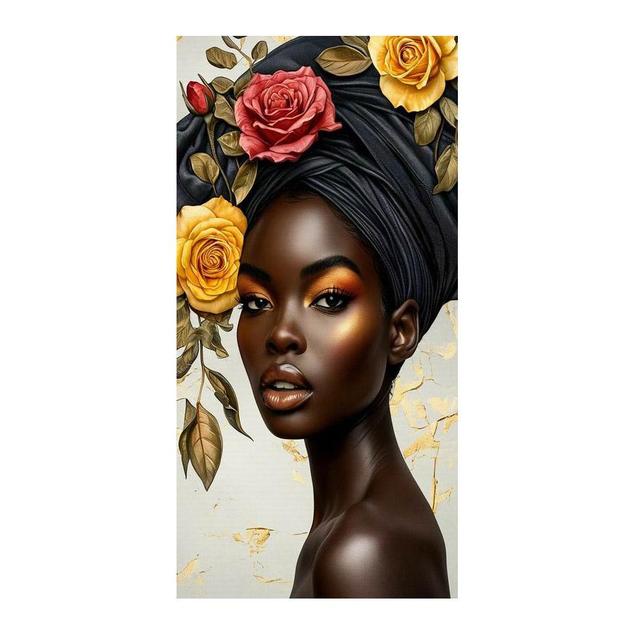 African Woman Flowers Large Size Diamond Painting Girl Diy Full Square Round Drill Rhinestone Embroidery Mosaic Cross Stitch Kits
