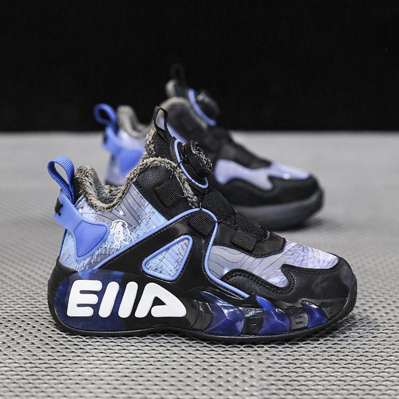 Men's leather surface children's explosion primary and secondary school students running trend girls' sports shoes cotton shoes autumn and winter vel