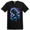 Alien Monster T Shirt W/ Neon Blue Purple Sci Fi Horror Artwork Graphic Art Tee