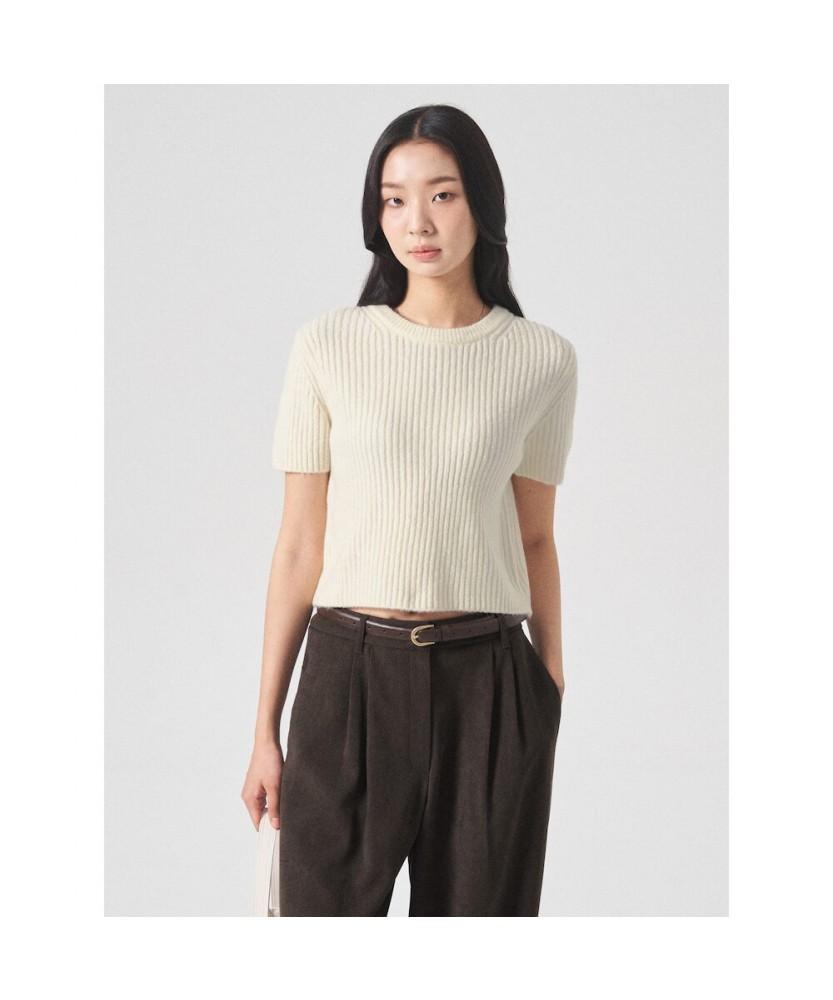 8Seconds Ribbed Round Neck Half Sleeve Pullover Ivory Ivory/S