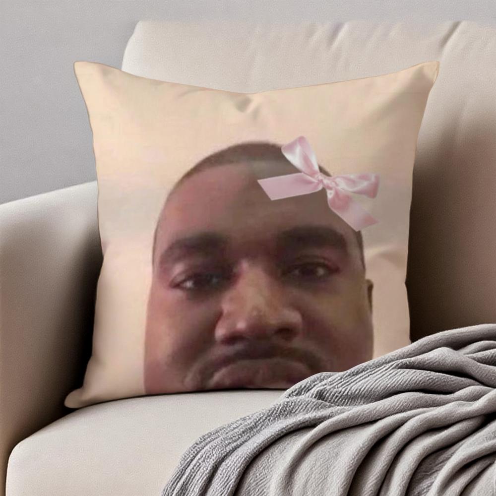 Funny Humorous Internet Meme K-Kanye West Cushion Cover Pillowcase Anti-Dustmite Invisible Zipper Short Plush Sofa Cushion