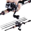 Fiskestangsnelle Combo 4-delt karbonfiberstøping Reisefiskestang 18BB Baitcasting fiskesnelle