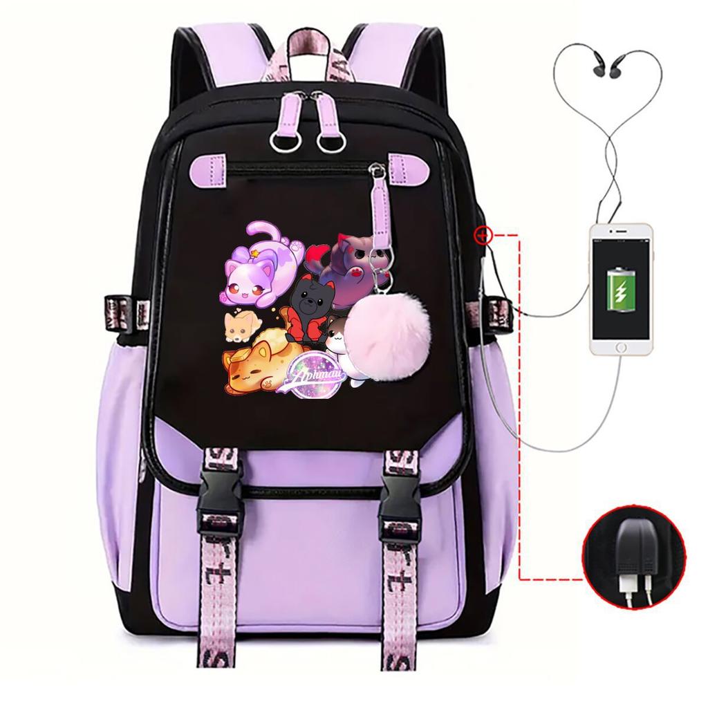 My World Harajuku Leisure Backpack Junior High School Student Elementary School Student Multifunctional USB School Bag Female