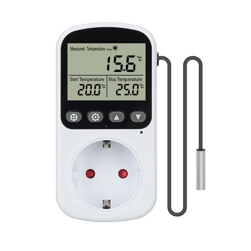 Digital EU Plug Temperature Controller Socket Outlet Thermostat With Timer Sensor Probe Heating Cooling Switch Backlight