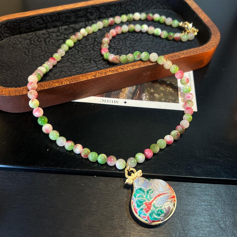 Intangible Cultural Heritage, National Trend Money Bag, High-end Turquoise, Natural Stone Sweater, Chain Feel, Retro Chinese