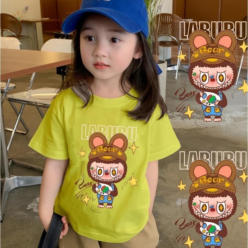 Labubu Printed Children's T-shirt Soft and Loose Cartoon Printed Girls' Top Comfortable, Fashionable and Versatile Clothing