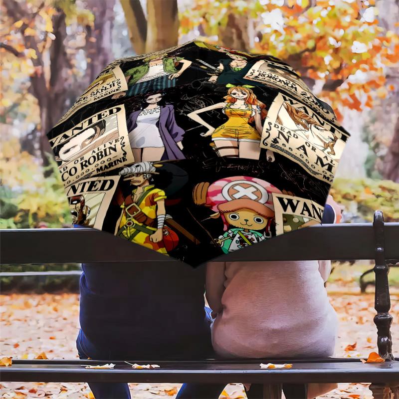 1 Stück Automatischer Faltregenschirm - Anime One Piece Muster Tragbares faltbares Design Mit 8 Rippen Weihnachts-Geburtstagsgeschenke