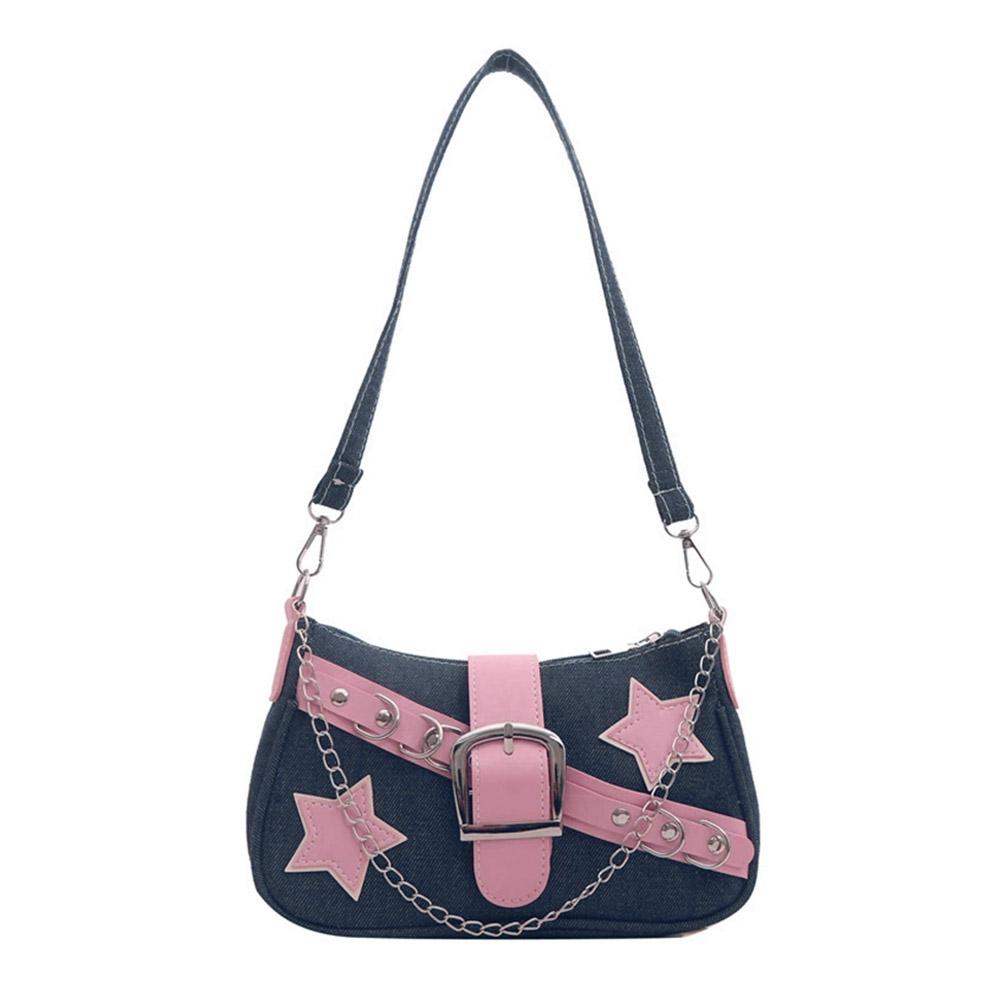 Fashion Underarm Bag Mini Handbags Star Pattern and Retro Rivet Shoulder Bag Small Square Shape Chain Commuting Armpit Bag