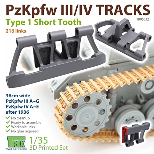 T-Rex Studio 1/35 Scale Model Kit for Panzer III/IV Tanks, Type 1 Short Tooth Rig, Plastic Model Parts, TR85032, Molded In Color