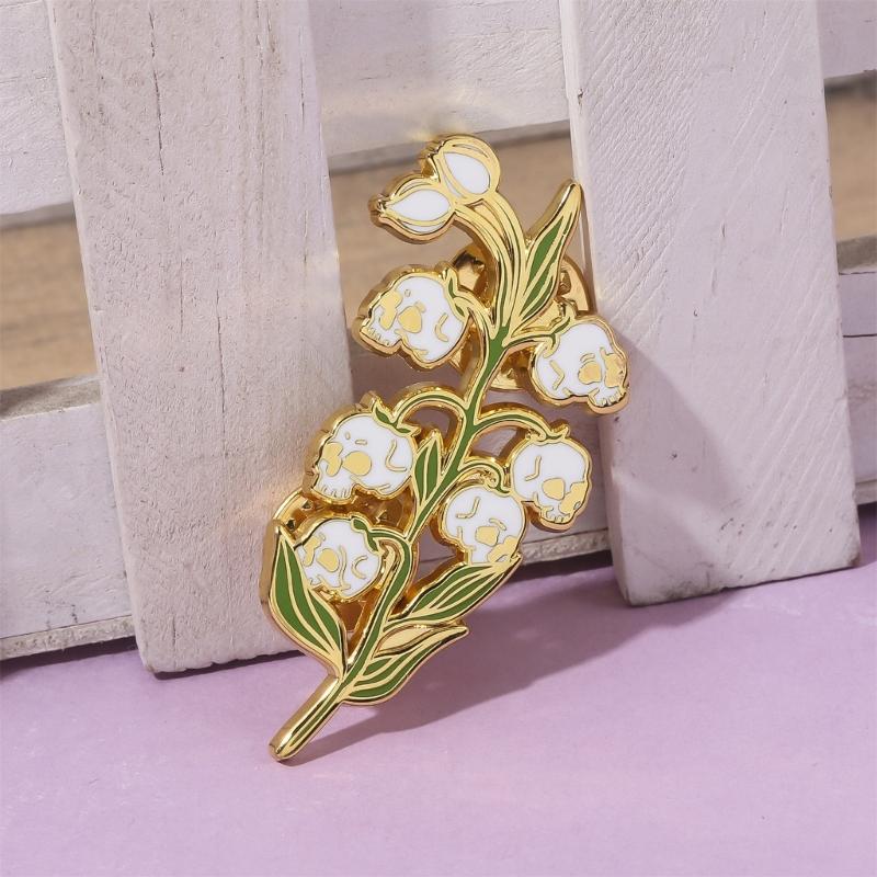 Skull Lilys of The Valley Brooch Unique Designs With Sturdy Alloy Materials for Parties Supplies and Festivals