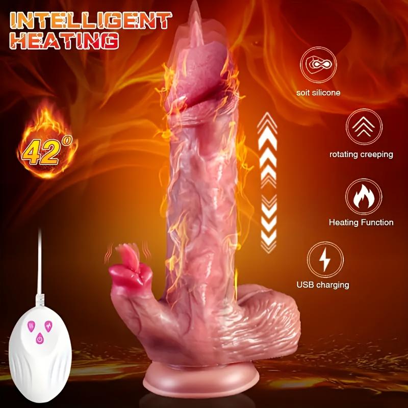 Female Realistic Insertion Dildo Licking Vibrator Vibrating 9 Vibrations 3 Insertion Modes USB Rechargeable Corded Remote Control Dildo For Women