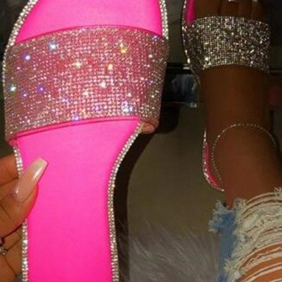 2020WISH Women's Rhinestone Sandals and Slippers - Stylish Footwear 9070