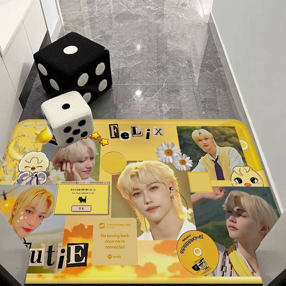 Kpop Singer F-Felix Hallway Carpet Washable Non-Slip Living Room Sofa Chairs Area Mat Kitchen Doormat Area Rug