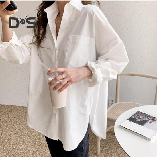 Cămașă de femeie cu rever cu mânecă lungă, cu închidere cu nasturi, cu buzunare plasate, cămașă ocazională, de culoare uni, îmbrăcăminte de lucru