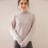 Women's Cashmere Cable Knit Sweater - Loose Fit, Double-Strand, Half-High Collar, Solid Color, Short Style, Perfect for Autumn and Winter