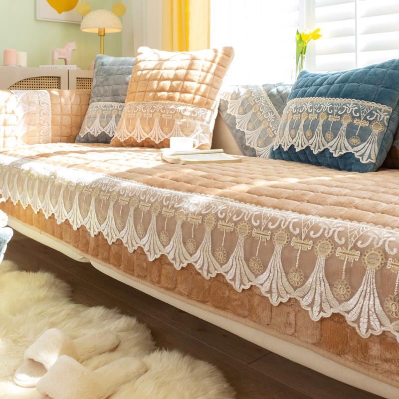 Falai Velvet Sofa Cushion Winter Thickened Non-slip Sofa Cover All-inclusive Cushion Cover Simple Modern Backrest Cover Winter