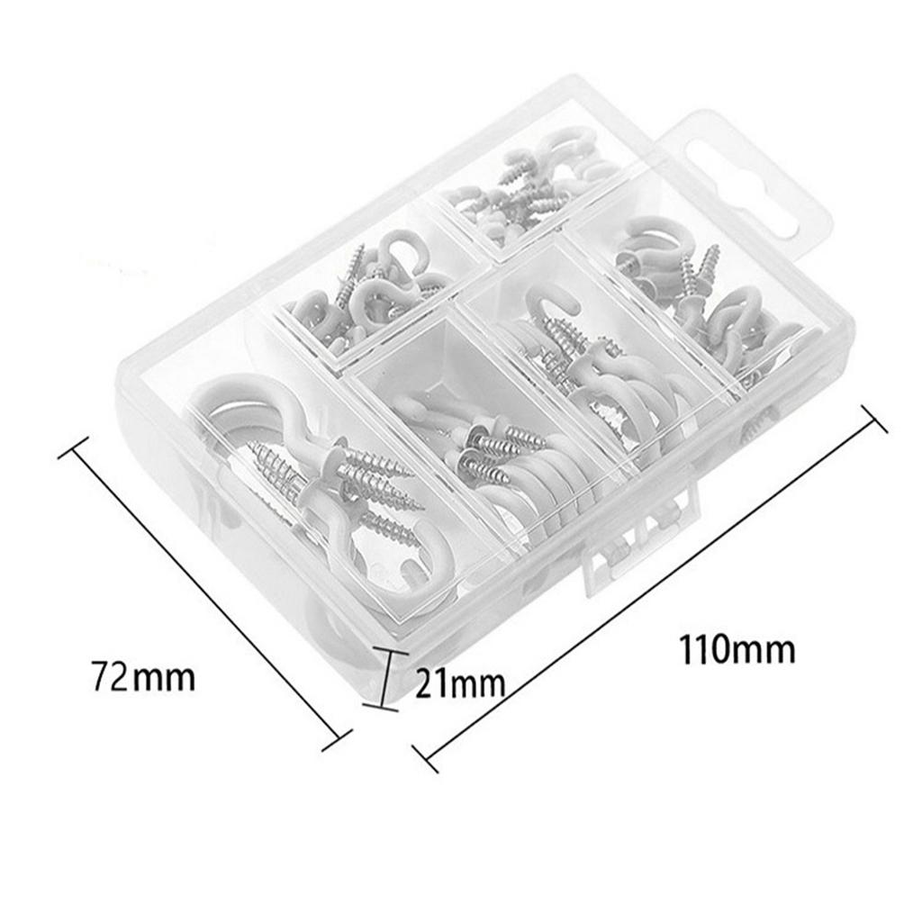 70PCS Ceiling Hooks Heavy Duty Screw Cup Hook for Bathroom Kitchen Wall Ceiling Hanging Various Size Combination Package