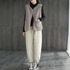 Fall Winter Women Vest Coat V Neck Fleece Single-breasted Double Pockets Sleeveless Cardigan Solid Color Daily Wear Office Waist
