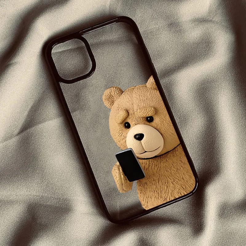 Teddy Bear Couple Cartoon Clear Case For Samsung Galaxy S24 S23 S22 Ultra S24 FE S25 A06 A16 A54 A35 A15 A55 A52 A34 5G Cover