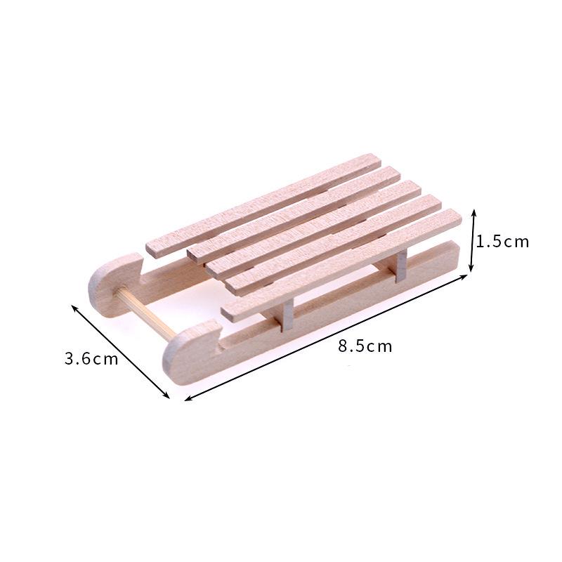 Mini Wooden Sled Dollhouse Christmas Decoration Props
