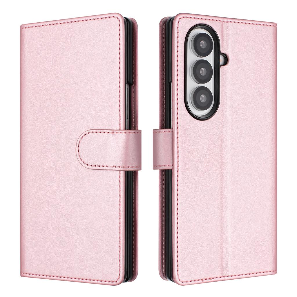 For Samsung Galaxy Z Fold7 5G Wallet Case RFID Blocking Calf Texture Leather Stand Phone Cover with Strap