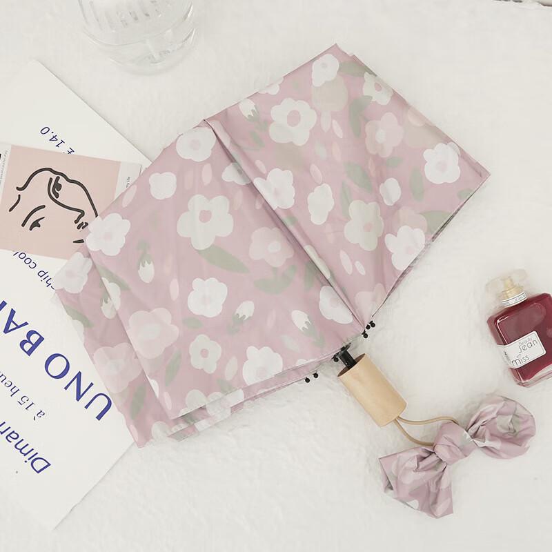

XuQing Pink Floral Manual UV Protection Travel Umbrella