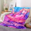 Custom 1Pc Retro Anime Girl Custom Name Fleece Flannel Blanket Soft Warm Cozy Office Throw For Bedroom Couch Travel Birthday Xmas Gift