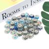 10Pcs/Lot 14×9mm Resin Cut Beads Blue Series Printed Large Hole Loose Spacer Beads For Diy Handmade Bracelet Jewelry Accessories